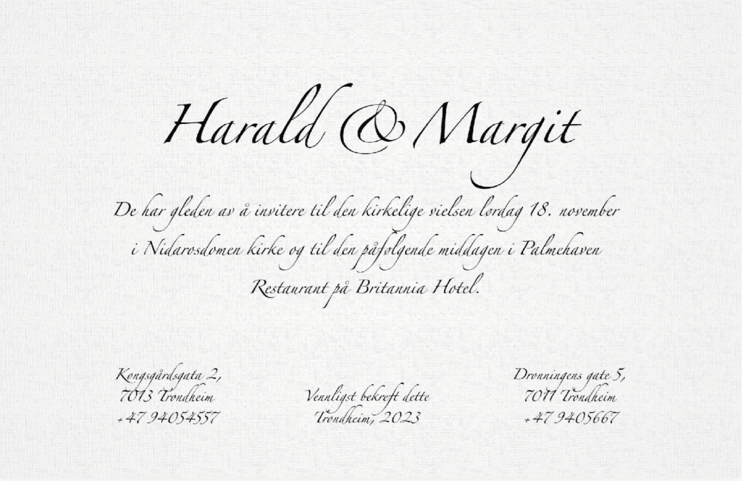 Classy wedding invites