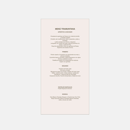 Wedding menu