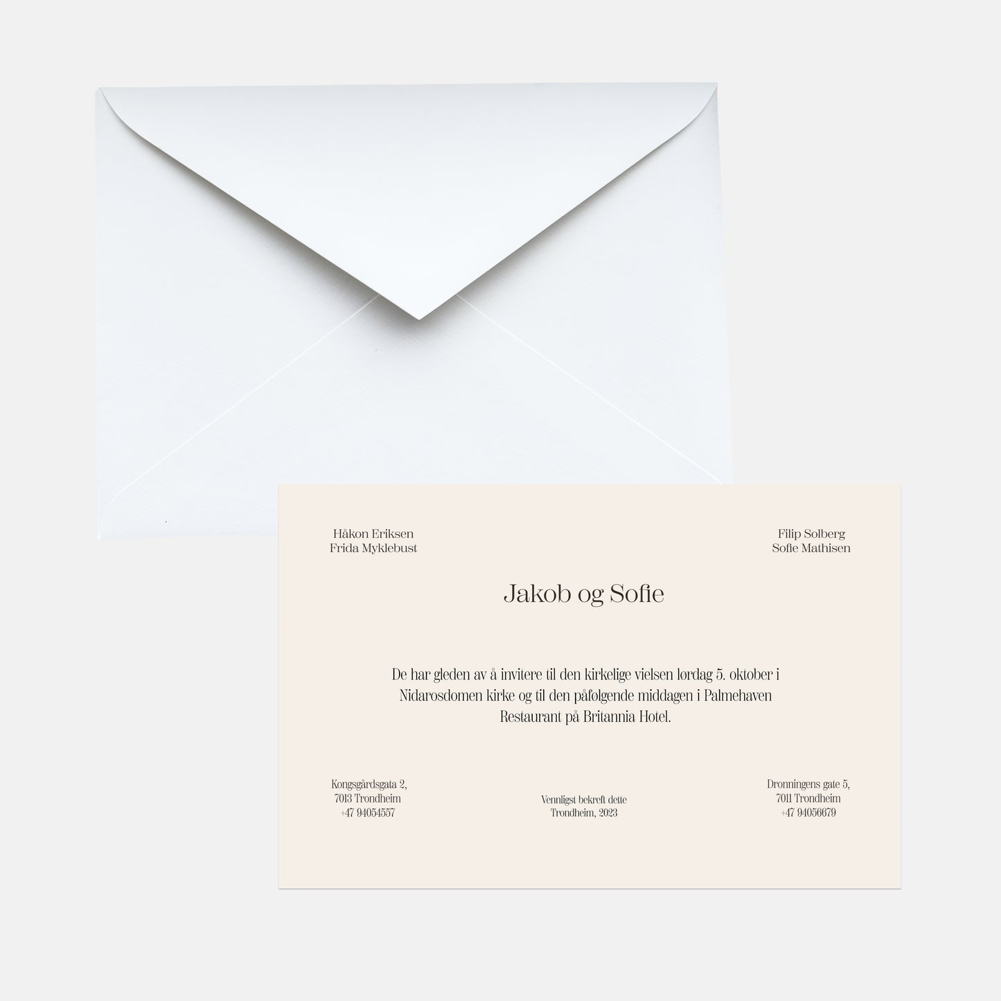 Wedding set - Art Nouveau invitations + envelopes